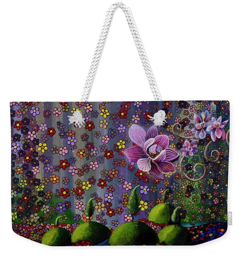  Weekender Tote Bag featuring the painting Rays of Violet by Mindy Huntress