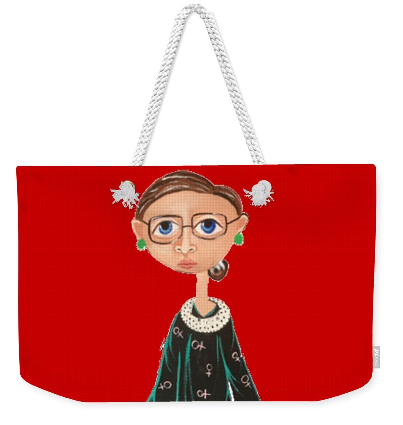 Ruth Bader Ginsburg Weekender Tote Bag featuring the painting RBG solo Two by Juliet Gilden