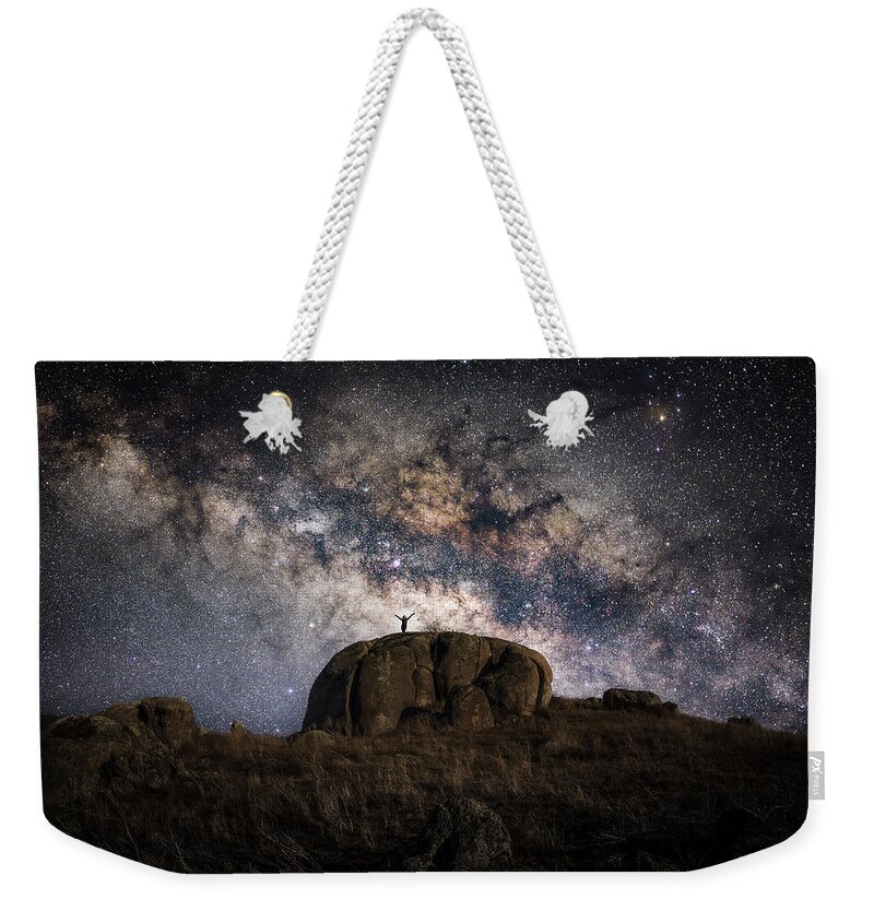 Milky Way Weekender Tote Bag featuring the photograph Reach For The Stars by Ari Rex