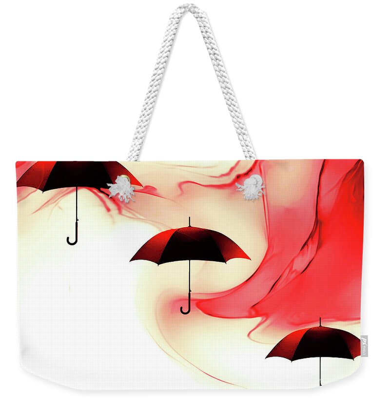 Umbrellas Weekender Tote Bag featuring the digital art Ready for Rain by Eddie Eastwood