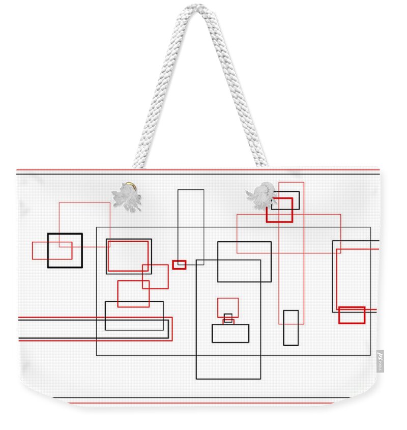 Lines Weekender Tote Bag featuring the digital art Red And Black Outlines by Kae Cheatham