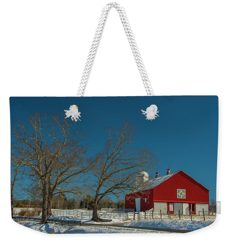 West Virginia Weekender Tote Bag featuring the photograph Red and Blue by Melissa Southern