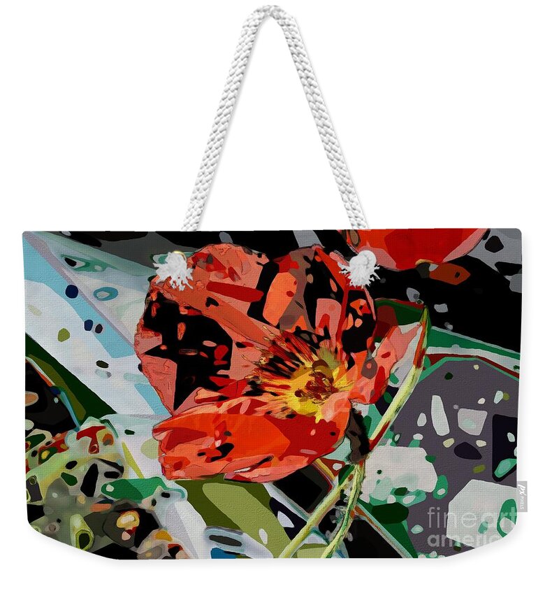 Flower Weekender Tote Bag featuring the photograph Red Poppy Cubistic by Katherine Erickson
