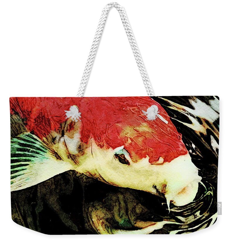 Koi Weekender Tote Bag featuring the painting Red Head Koi by Russ Harris