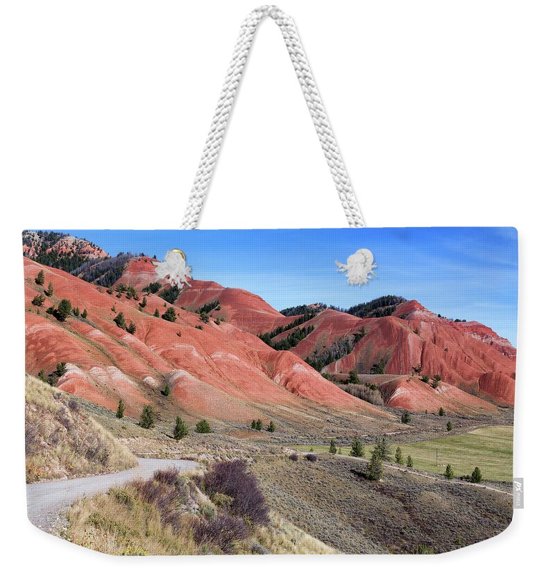 Grand Teton National Park Weekender Tote Bag featuring the photograph Red Hills of the Gros Ventre by Kathleen Bishop