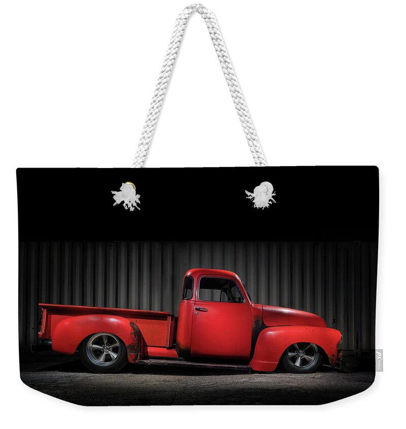 Chevy Weekender Tote Bag featuring the digital art Red Hot Fifty-One by Douglas Pittman
