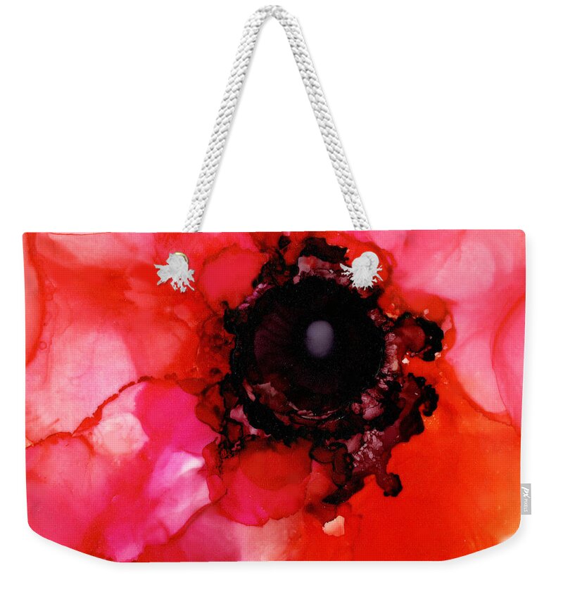  Weekender Tote Bag featuring the painting Red Hot Poppy by Daniela Easter