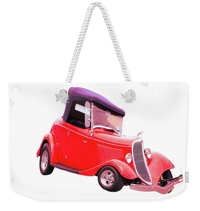 Wall Decor Weekender Tote Bag featuring the photograph Red Hot rod by Ron Roberts