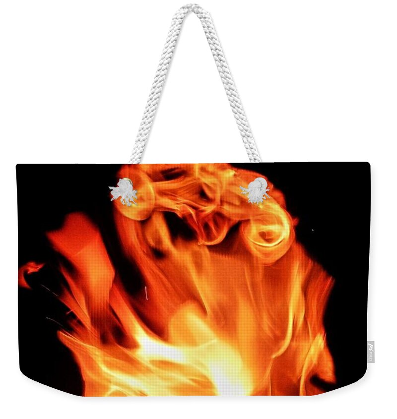 Fire Weekender Tote Bag featuring the photograph Red Hot by Tracey Lee Cassin