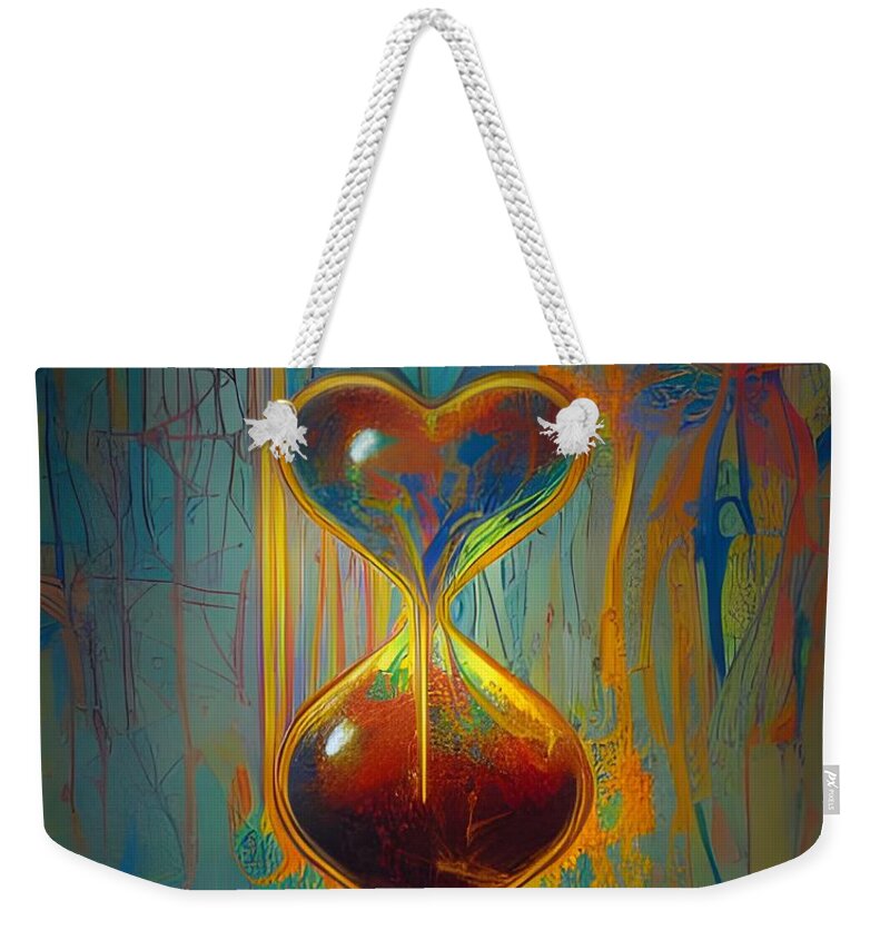 Digital Weekender Tote Bag featuring the digital art Red Hourglass by Beverly Read