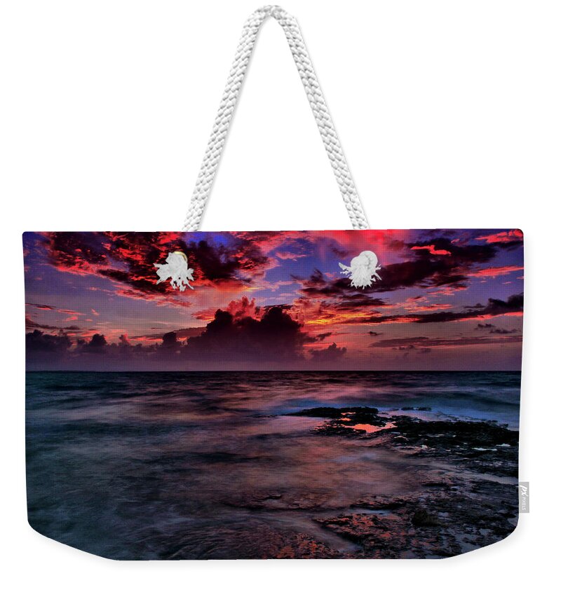 Sunrise Weekender Tote Bag featuring the photograph Red Mists by Montez Kerr