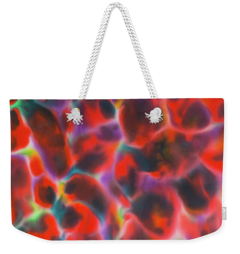 Opal Weekender Tote Bag featuring the painting Red Opal by Daniel Jean-Baptiste
