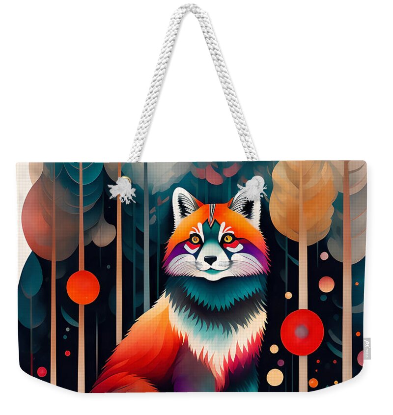 Abstract Weekender Tote Bag featuring the digital art Red Panda In The Forest - 2 by Philip Preston
