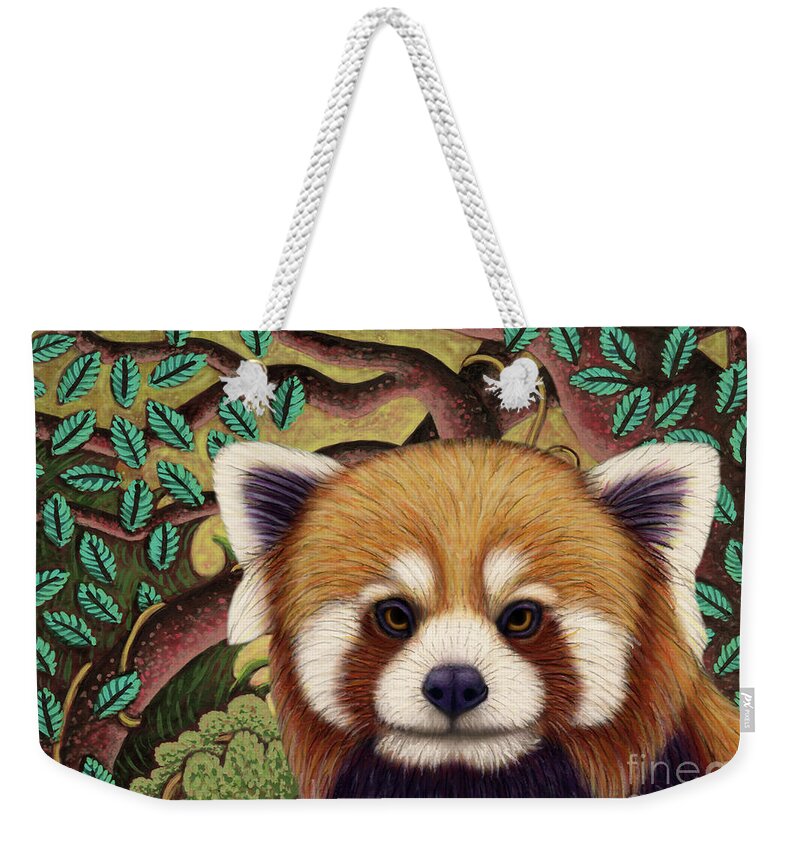 Red Panda Weekender Tote Bag featuring the painting Red Panda Jungle by Amy E Fraser