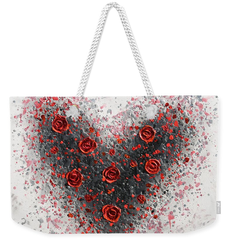 Heart Weekender Tote Bag featuring the painting Red Passion by Amanda Dagg