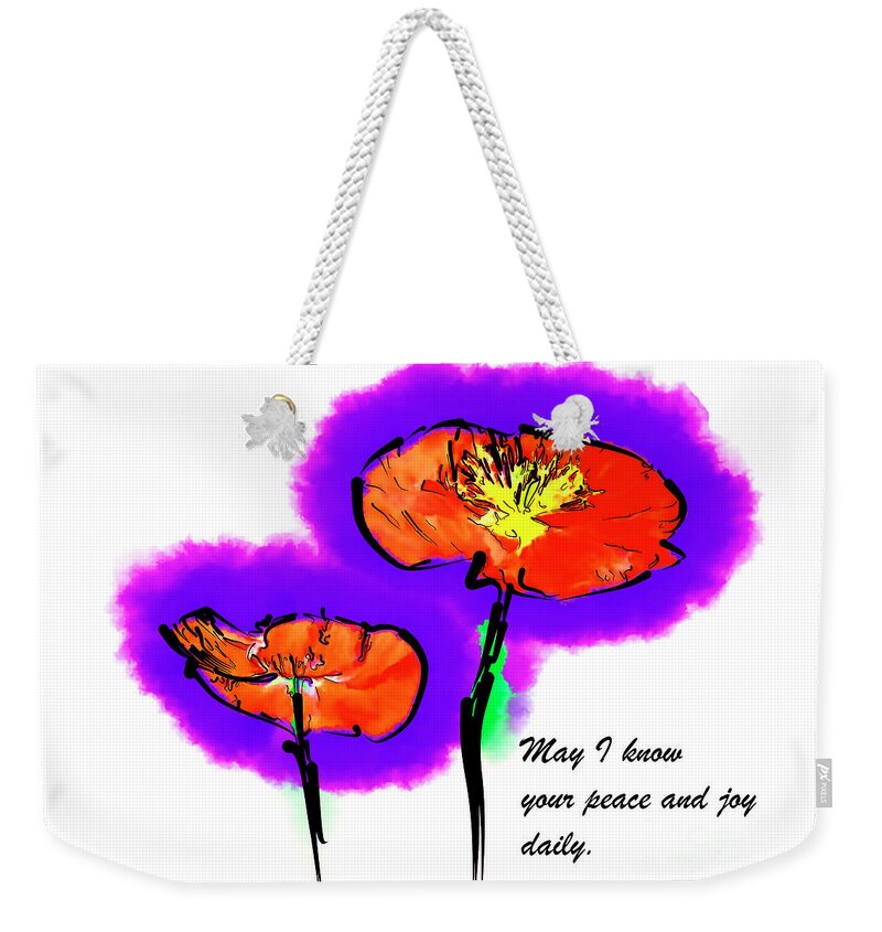 Prayer Weekender Tote Bag featuring the digital art Red Poppies by Kirt Tisdale