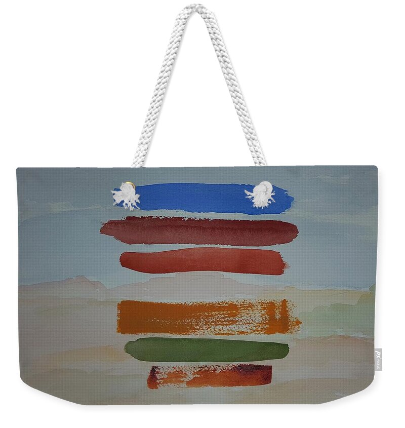 Watercolor Weekender Tote Bag featuring the painting Red Pueblo by John Klobucher