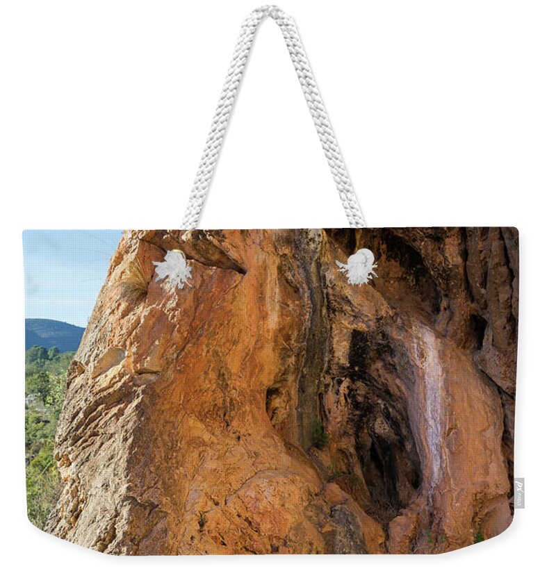 Mountains Weekender Tote Bag featuring the photograph Red-brown rock formation 2. Abstract mountain beauty by Adriana Mueller