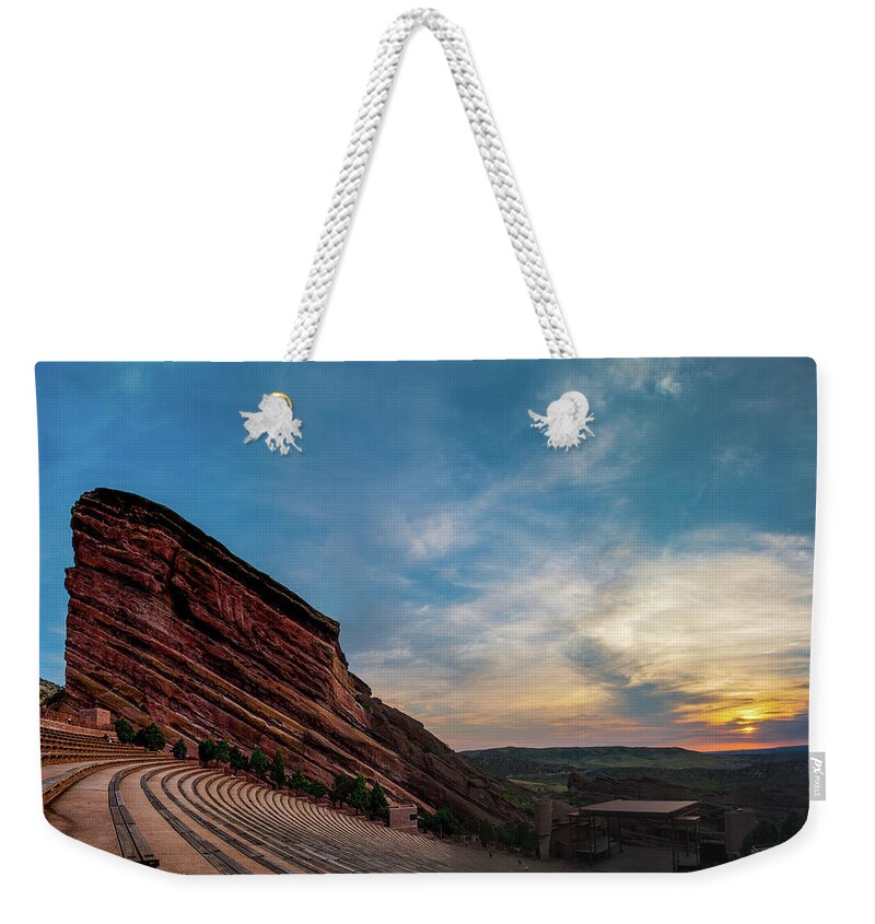 Red Rocks Weekender Tote Bag featuring the photograph Red Rocks Sunrise by Chuck Rasco Photography