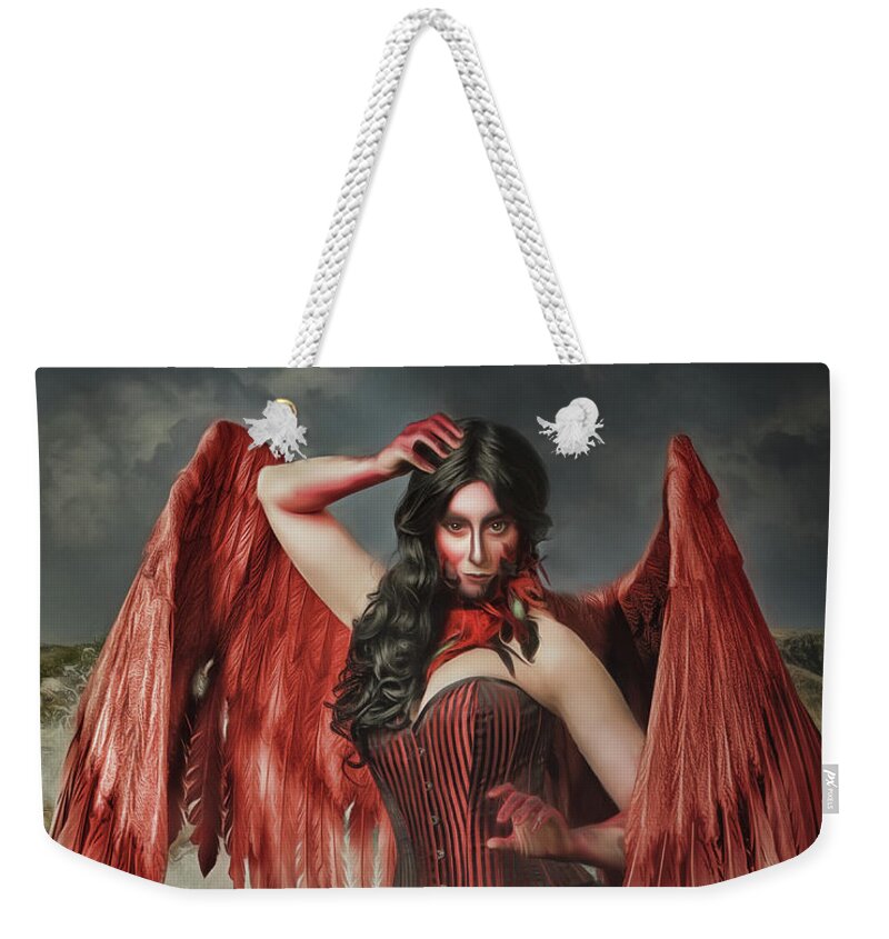 Siren Weekender Tote Bag featuring the digital art Red Siren by Brad Barton