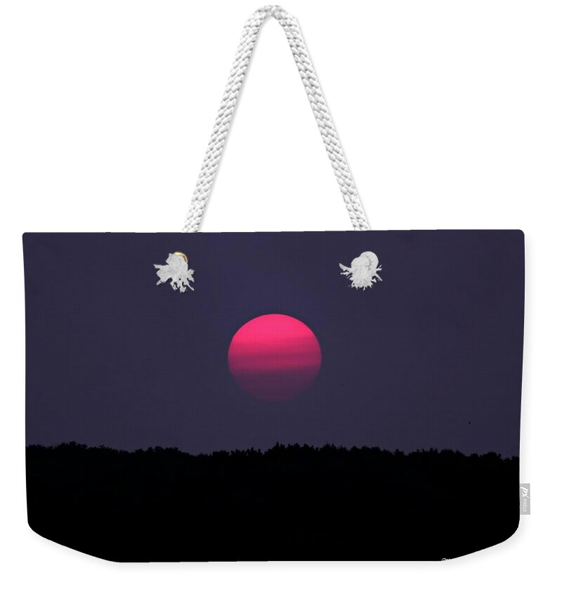 Sunset Weekender Tote Bag featuring the photograph Red Sun Sunset by Mary Walchuck
