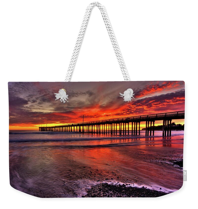 Sunset Weekender Tote Bag featuring the photograph Red Sunset by Beth Sargent