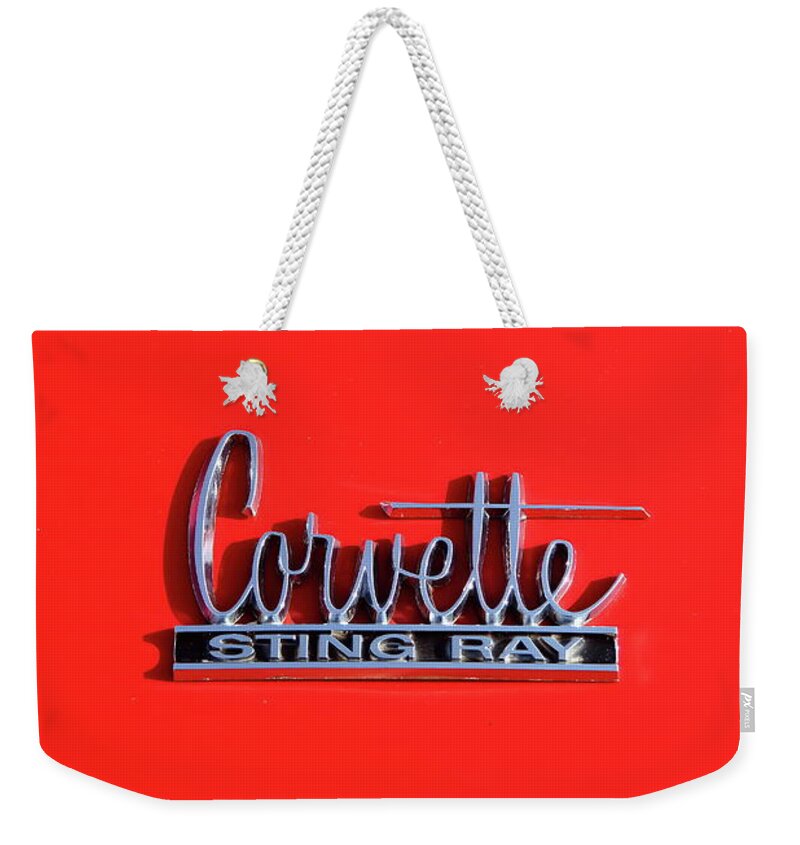 Chevrolet Weekender Tote Bag featuring the photograph Red Vette by Lens Art Photography By Larry Trager