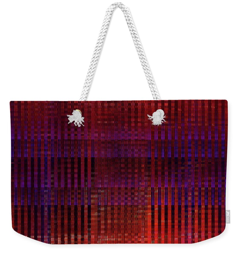 Red Weekender Tote Bag featuring the digital art Red Weave by Melinda Firestone-White