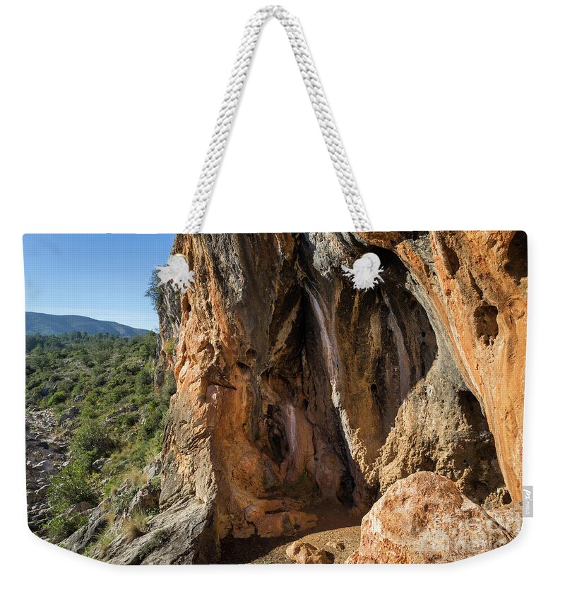 Mountains Weekender Tote Bag featuring the photograph Red-brown rock formation 5. Abstract mountain beauty by Adriana Mueller