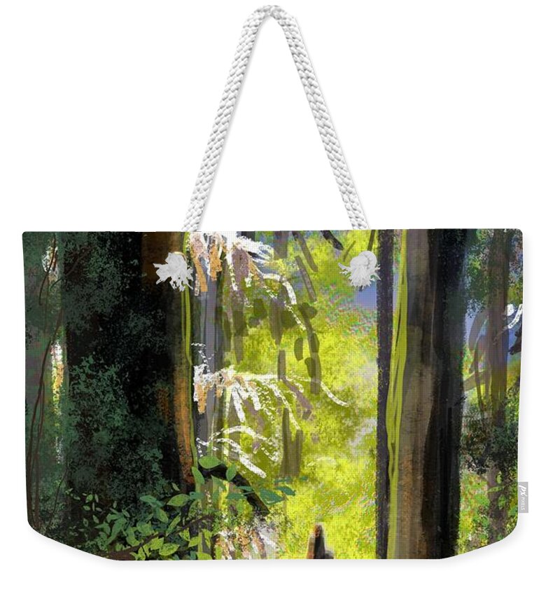 Redwoods Weekender Tote Bag featuring the digital art Redwoods by Don Morgan