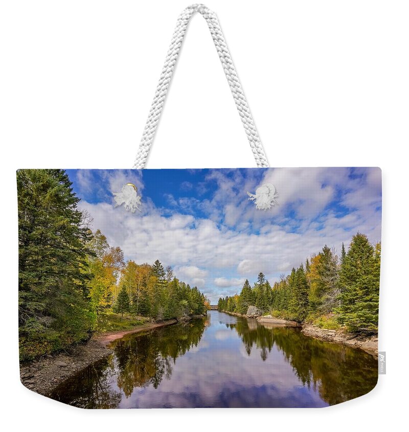 Reservoir Weekender Tote Bag featuring the photograph Reflections at Thomson Reservoir by Susan Rydberg
