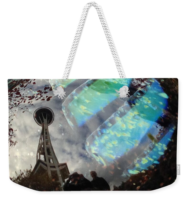 Black Weekender Tote Bag featuring the painting Reflections in Glass by Juliette Becker