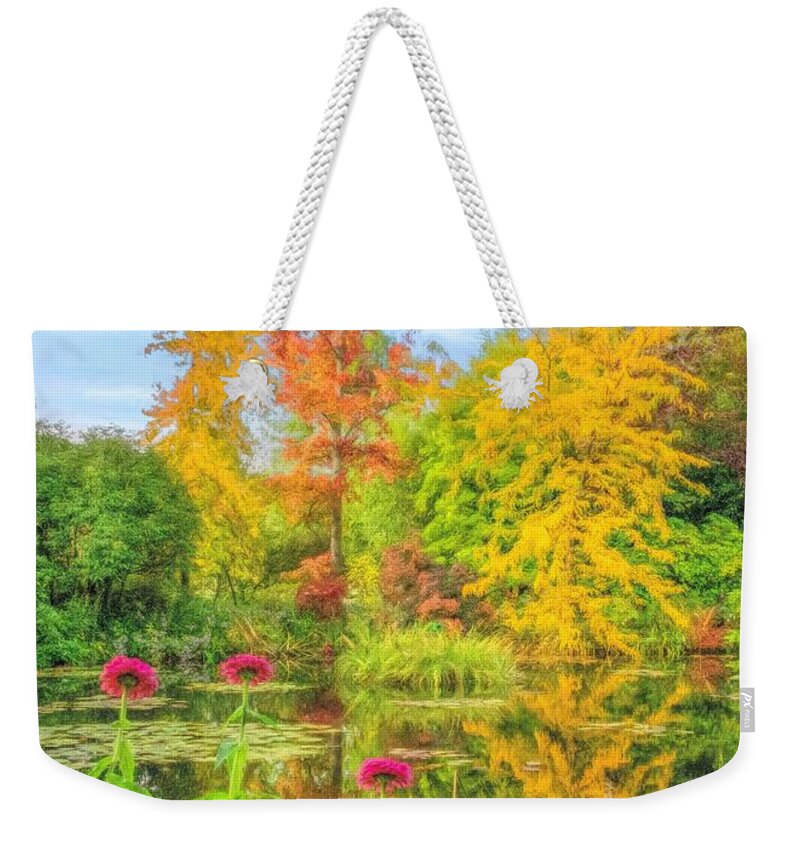France Weekender Tote Bag featuring the photograph Reflections of Claude Monet by Marcy Wielfaert