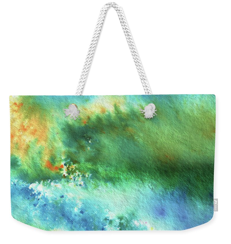 Abstract Watercolor Weekender Tote Bag featuring the painting Reflections Of The Nature Watercolor Contemporary Abstract Art by Irina Sztukowski