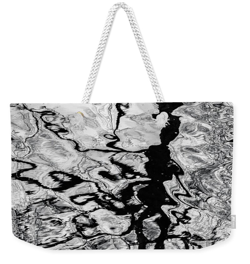 Pond Weekender Tote Bag featuring the photograph Reflections on Abstracts - Vertical by Cate Franklyn