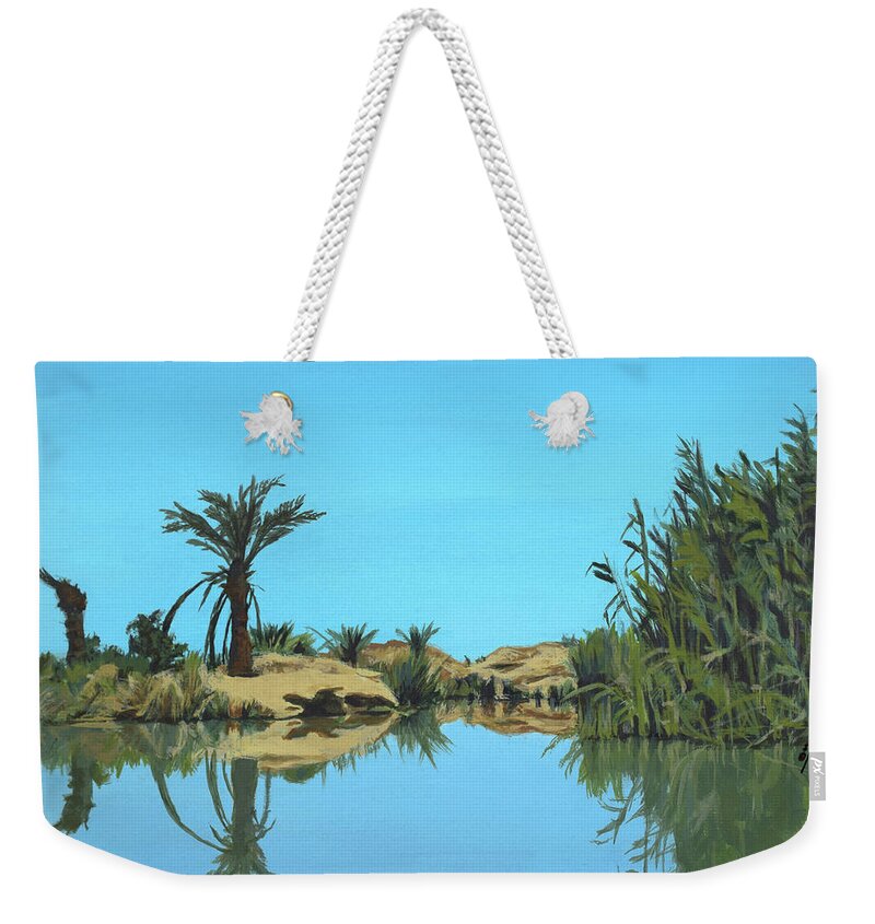  Weekender Tote Bag featuring the painting Reflections by Sarra Elgammal