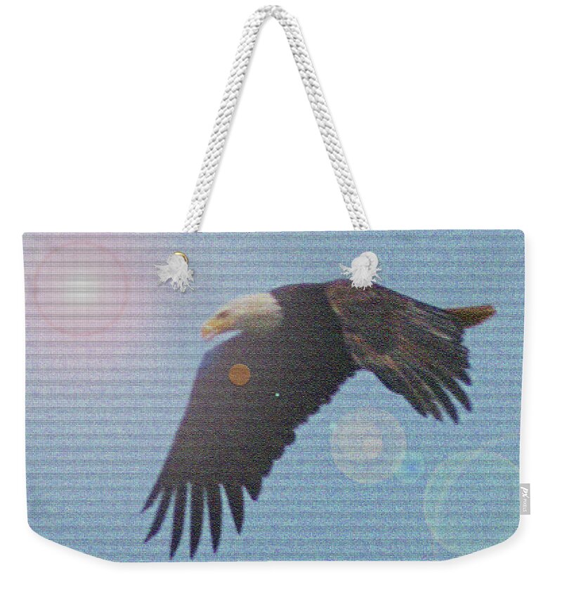 America Weekender Tote Bag featuring the digital art Reflective Eagle by David Desautel