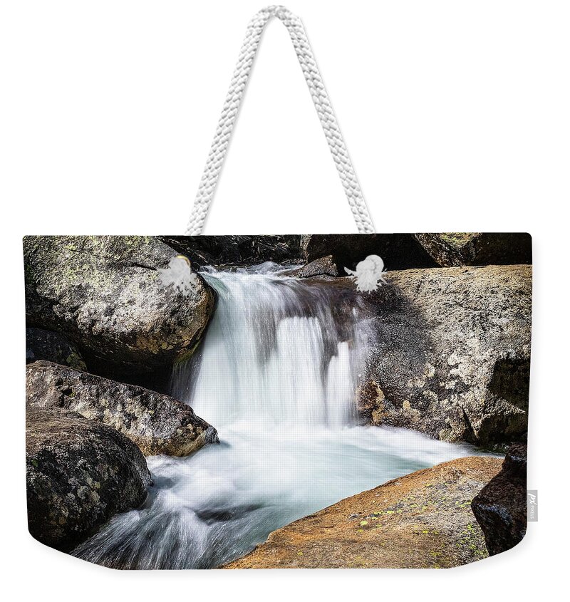 Eagle Lake Weekender Tote Bag featuring the photograph Refreshing Mini Waterfall by Gary Geddes