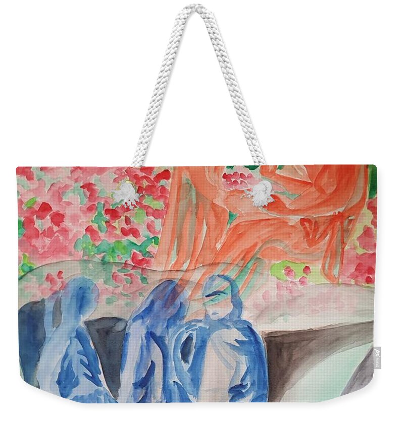 Masterpiece Paintings Weekender Tote Bag featuring the painting Reign of Life vs Underworld by Enrico Garff
