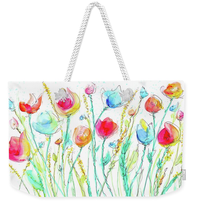 Flower Weekender Tote Bag featuring the painting Rejoicing by Kimberly Deene Langlois