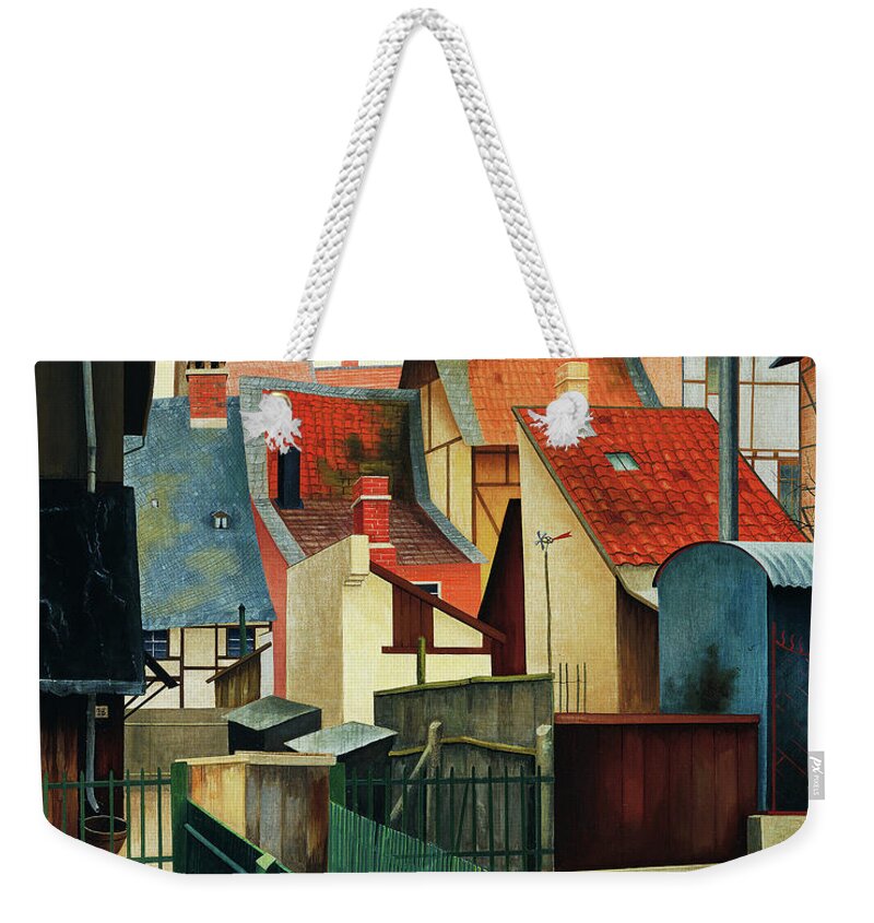Wingsdomain Weekender Tote Bag featuring the painting Remastered Art At The Breeding by Rudolf Wacker 20220107 by Rudolf Wacker