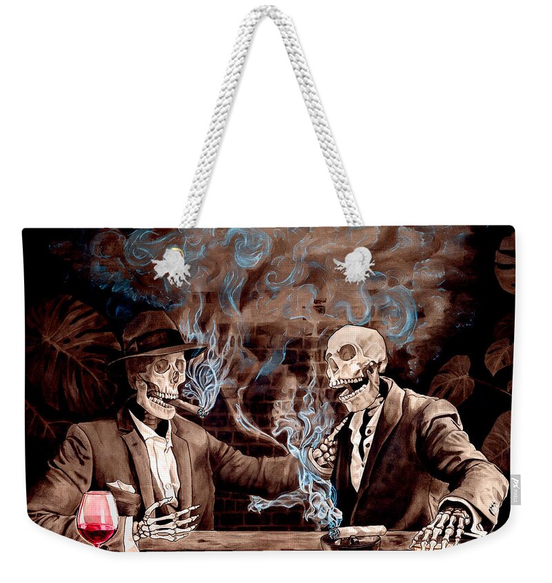 Skull. Skeleton Weekender Tote Bag featuring the painting Remember When - saturated by Tiffany DiGiacomo
