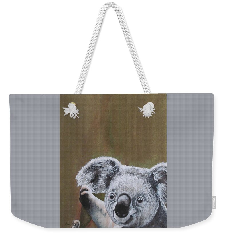 Brown Weekender Tote Bag featuring the painting Remembering Banjo Watercolor by Kimberly Walker