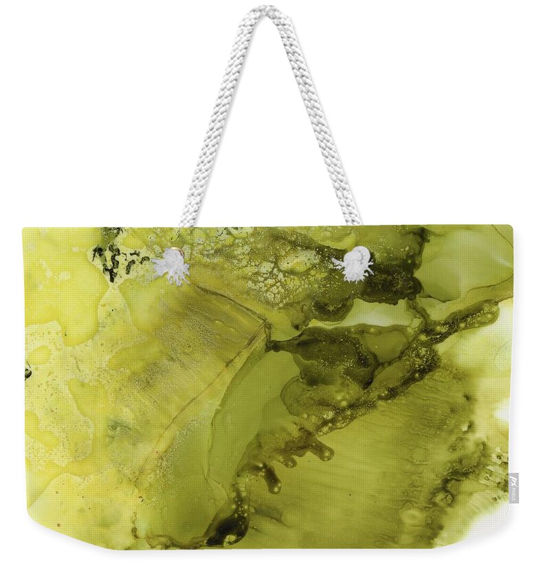 Alcohol Ink Weekender Tote Bag featuring the painting Remembering Green by Christy Sawyer