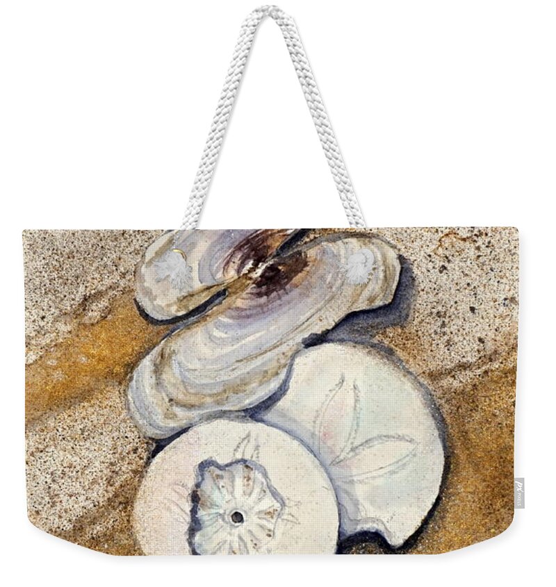 Shells Weekender Tote Bag featuring the painting Remnants by Anna Jacke