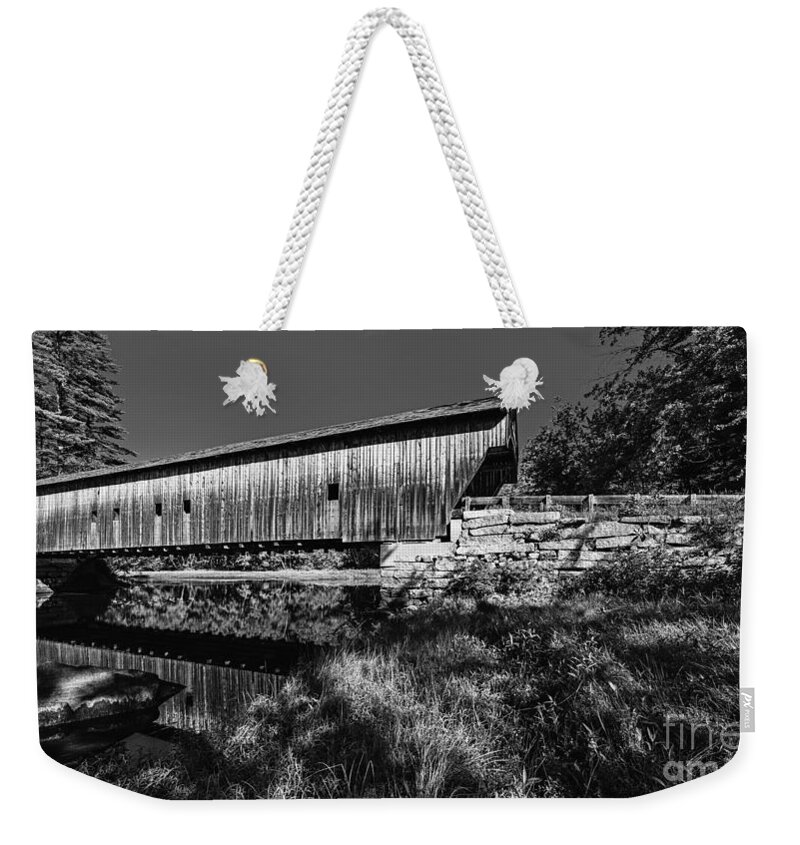 Fryeburg Weekender Tote Bag featuring the photograph Remote Maine Covered Bridge by Steve Brown