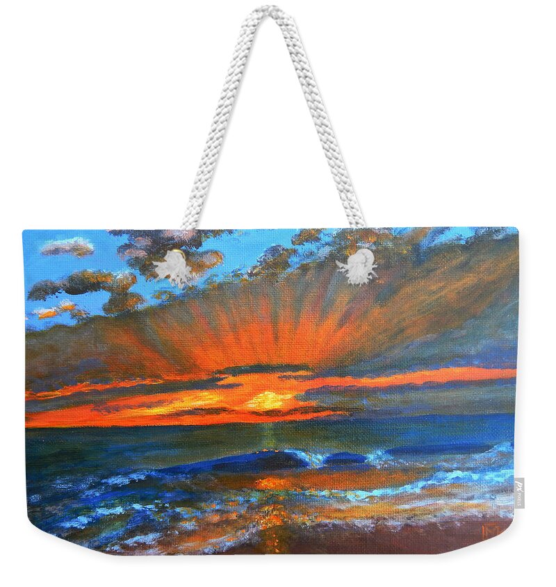 Sunrise Weekender Tote Bag featuring the painting Renewal by Mike Kling