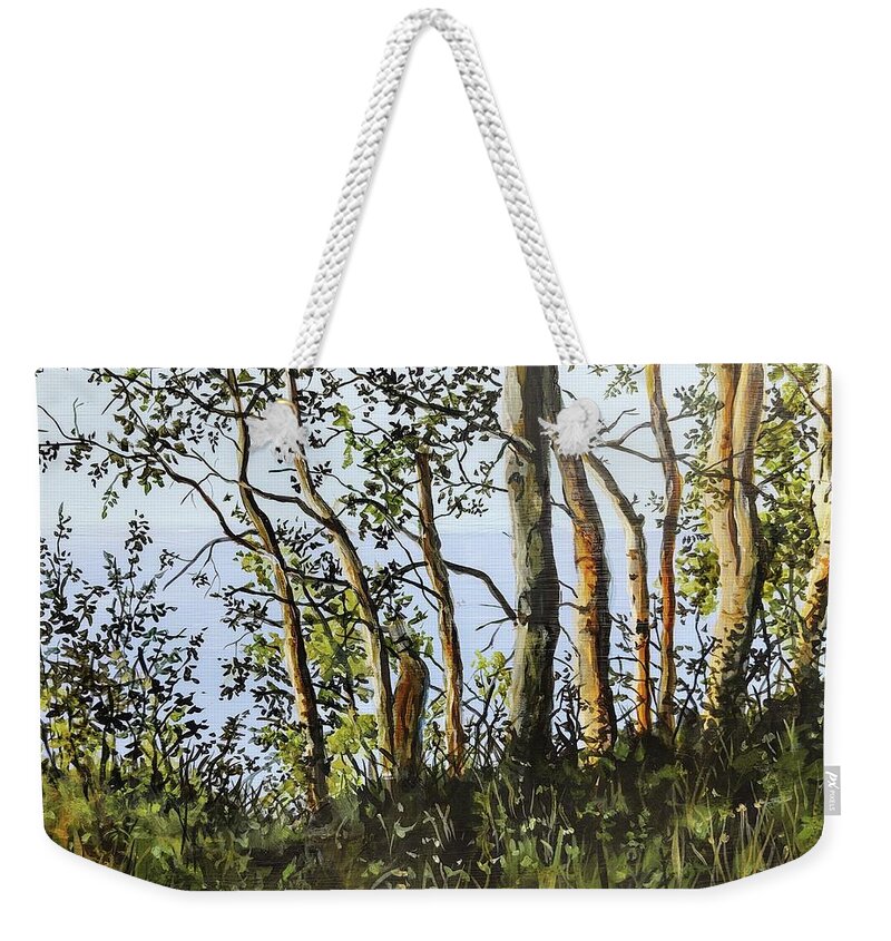 Landscape Weekender Tote Bag featuring the painting Retreat by William Brody