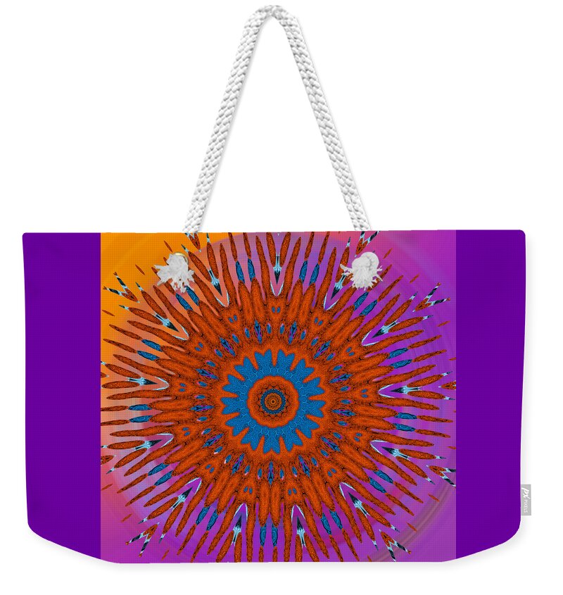 Abstract Weekender Tote Bag featuring the digital art Retro 60's - Groovy Pinwheel by Ronald Mills