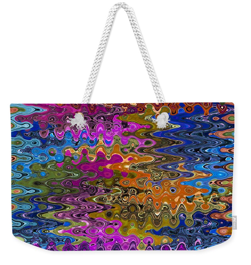 Abstract Weekender Tote Bag featuring the digital art Retro 60's Psychedelic Art by Ronald Mills